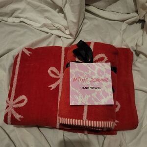 Betsey Johnson Red Hand Towel with Bow Accents